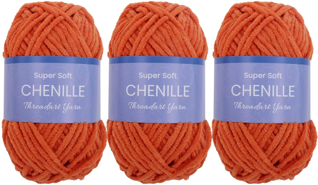 ThreadArt #5 Chenille Yarn for Crocheting, Knitting, Amigurumi, Super Soft Plush Velvet Yarn - 50 Gram 60 yds Fluffy Yarn Skeins